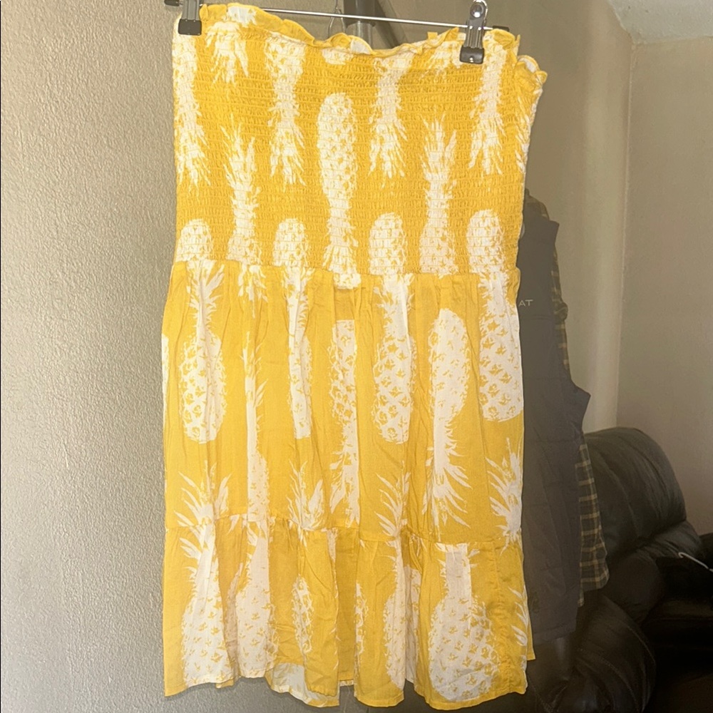 Anthropologie Yellow and White Bubble midi dress